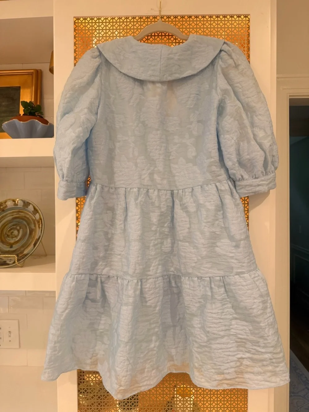 Amanda Uprichard Light Blue Dress Peter Pan Collar Pearl buttons! Stunning! EUC! - Picture 4 of 7